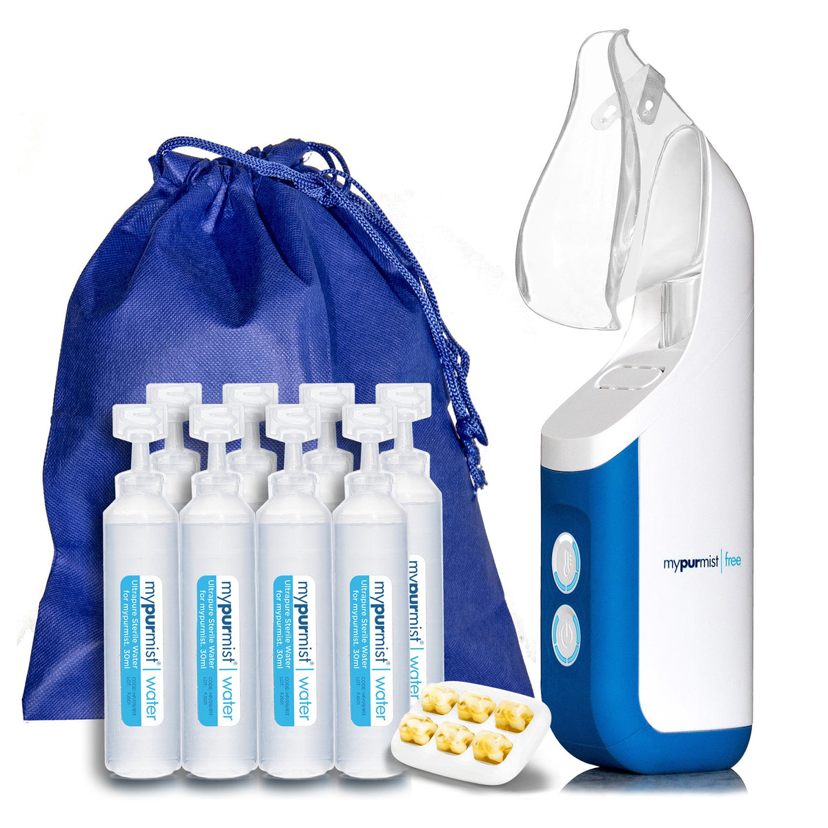 mypurmist free cordless personal steam inhaler kit - free of germs and allergens, 100% natural, drug-free, ultrapure therapy for sinus congestion, colds and allerfies.
